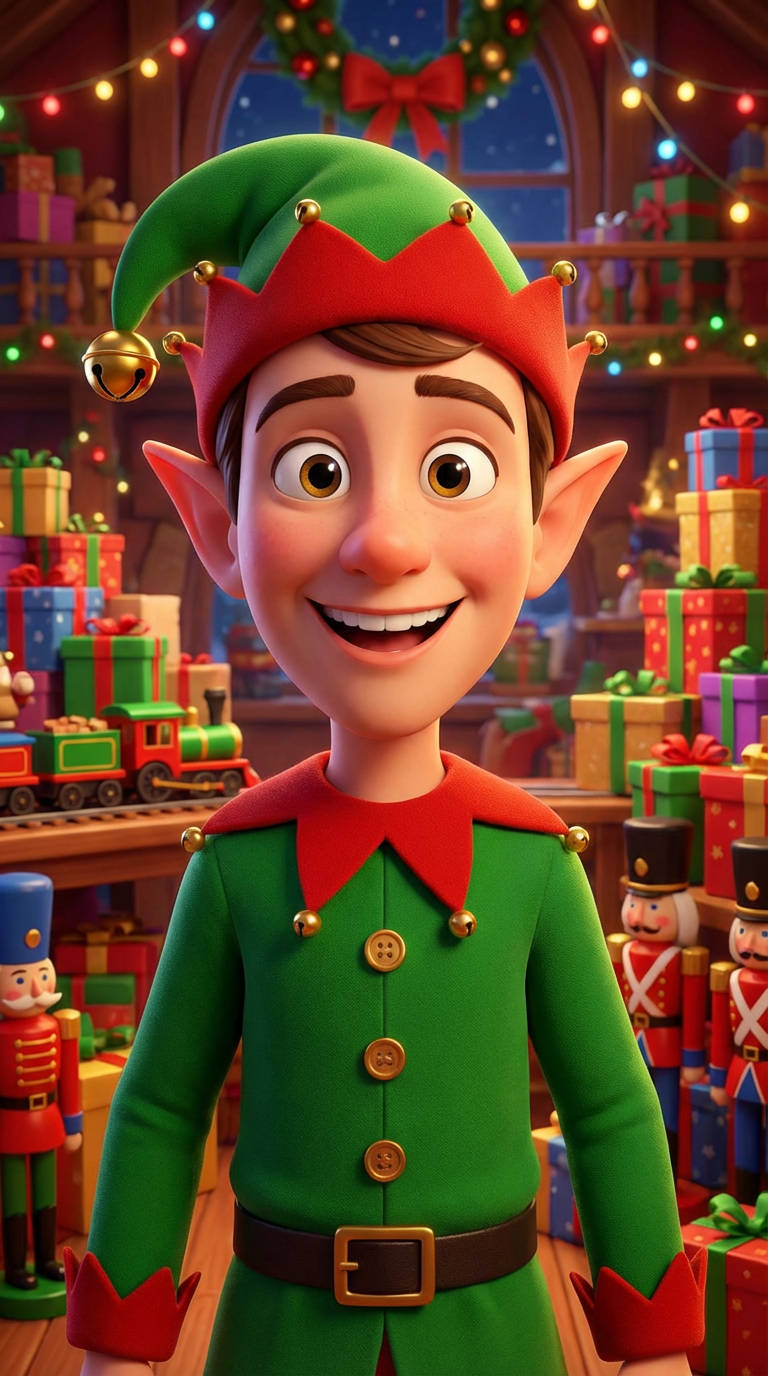 Fun Cartoon Christmas Portrait - Elf Character