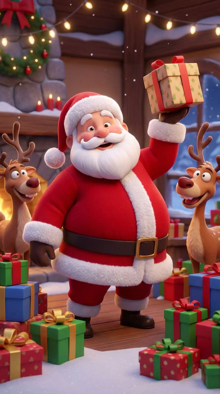 Fun Cartoon Christmas Portrait - Santa Character